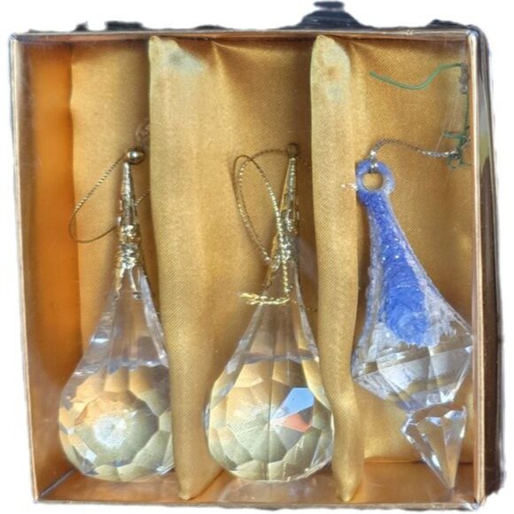 VTG Acrylic Faceted Teardrop 5" Christmas Ornaments String Hangers Lot of 6 - Picture 14 of 14